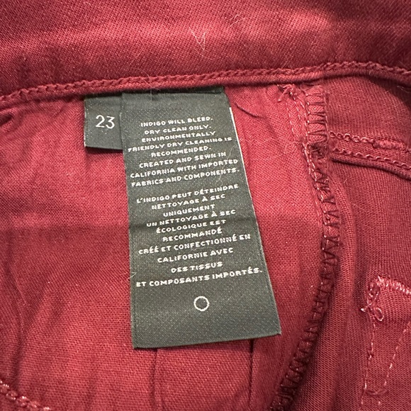 J Brand coated Jeans Sz 23 Super Skinny' Mid Rise Merlot. - Picture 8 of 9